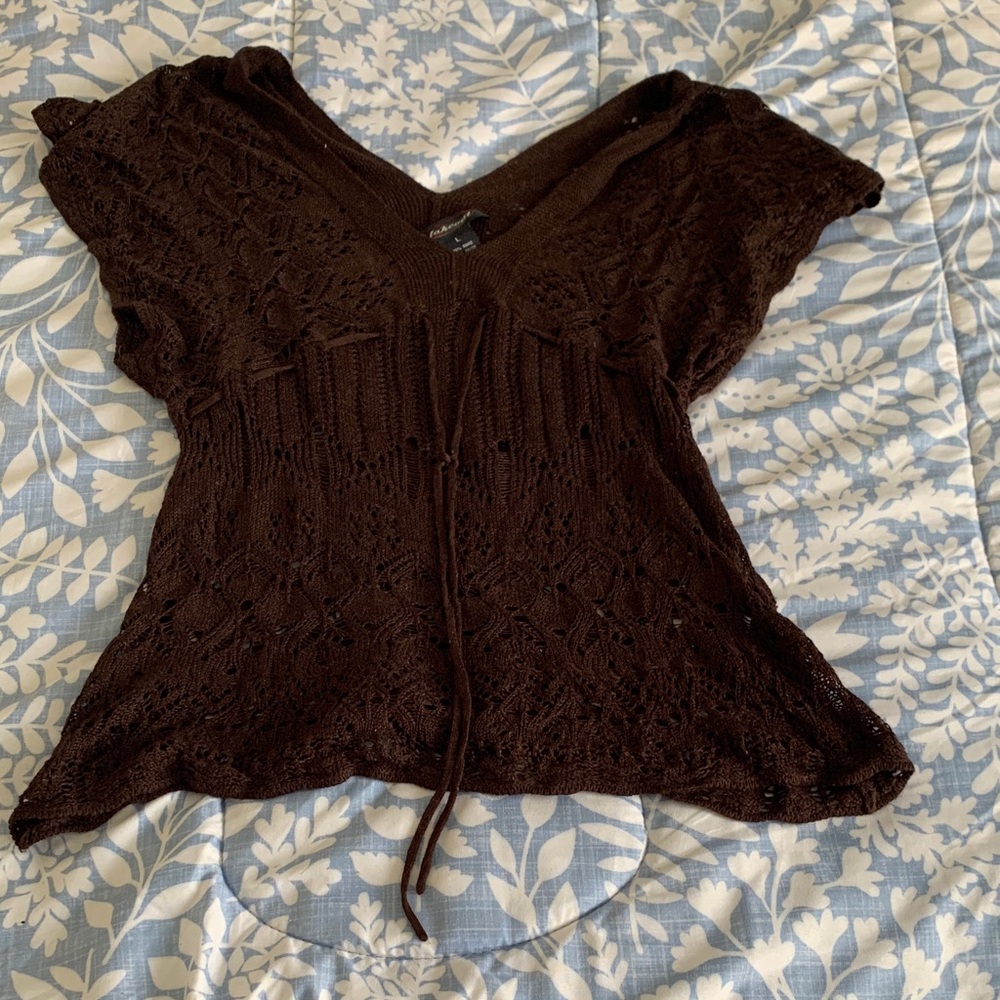 Takeout Dark Brown Lace Women's Blouse